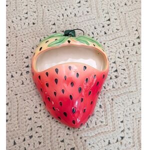 MSR Imports Ceramic Strawberry Wall Pocket Planter Red Fruit Hanging Decor 7in‎